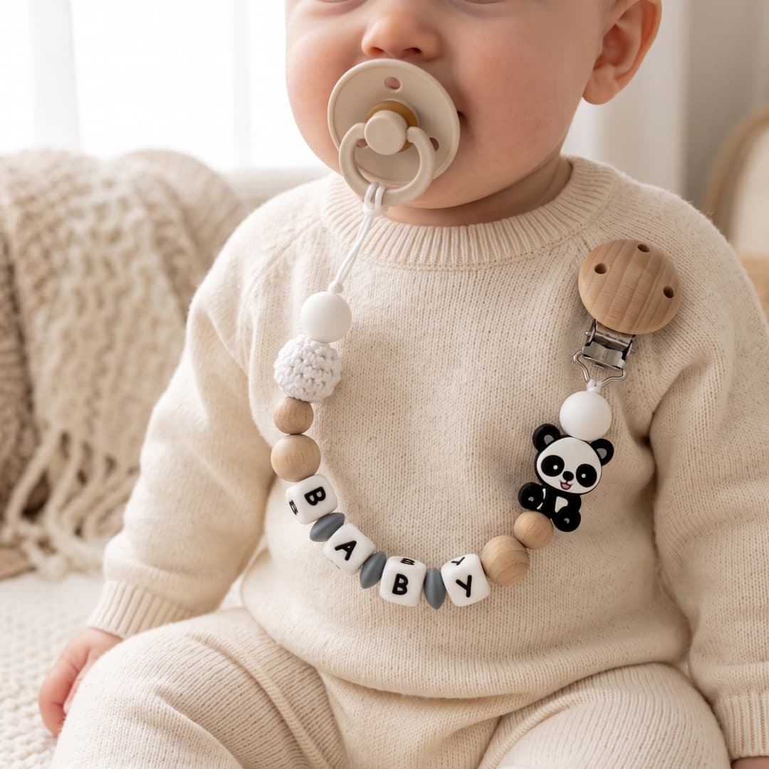 Baby Teethers - 맞춤 이름 아기 공갈젖꼭지 클립 나무