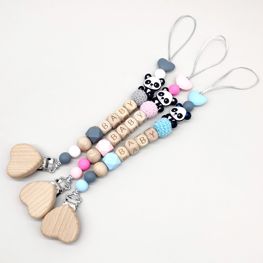 나무로 만든 맞춤형 아기 고무젖꼭지 체인 귀여운 동물  - Baby Teethers 리뷰 및 가격