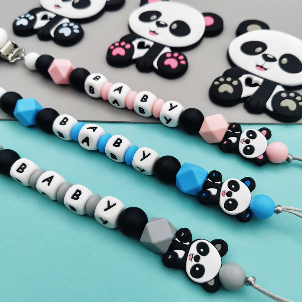맞춤형 개인 이름 아기 실리콘 팬더 젖꼭지 클립 체인  - Baby Teethers 리뷰 및 가격