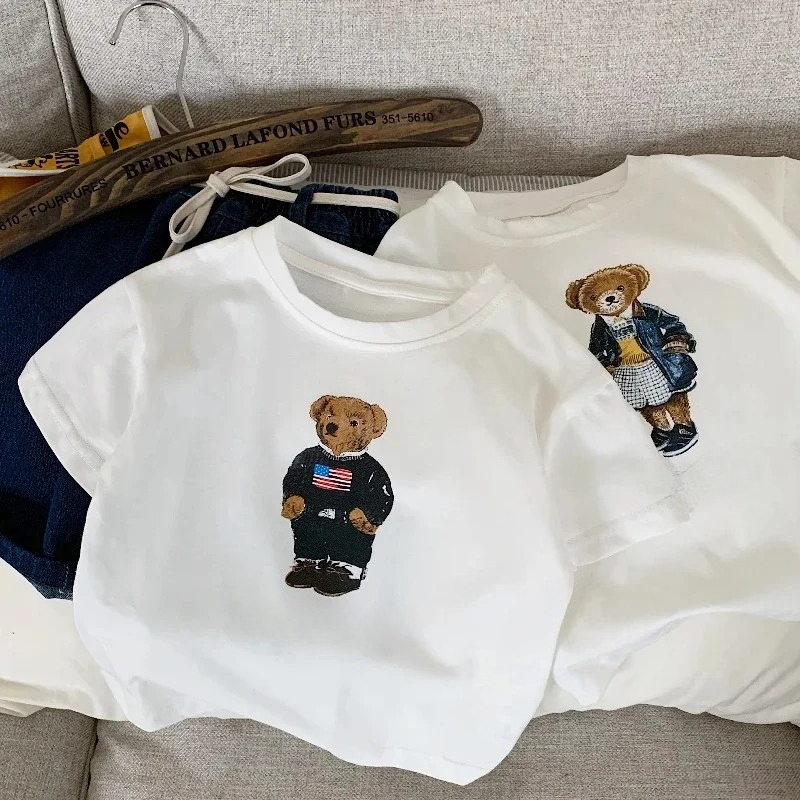 설탕이 첨가된 어린이 티셔츠 소년 소녀를위한 여름 신제 - Baby Products Teddy Bear 리뷰 및 가격