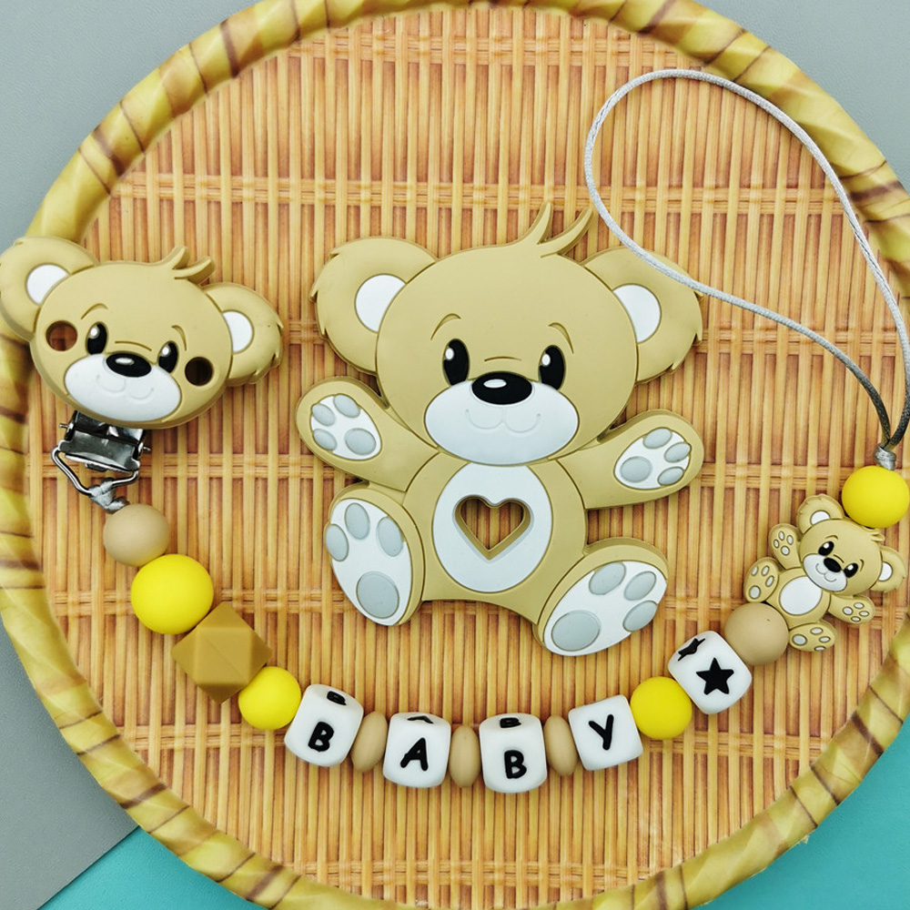 사용자 정의 영어 러시아어 실리콘 편지 이름 곰 실리콘 - Baby Teethers 리뷰 및 가격