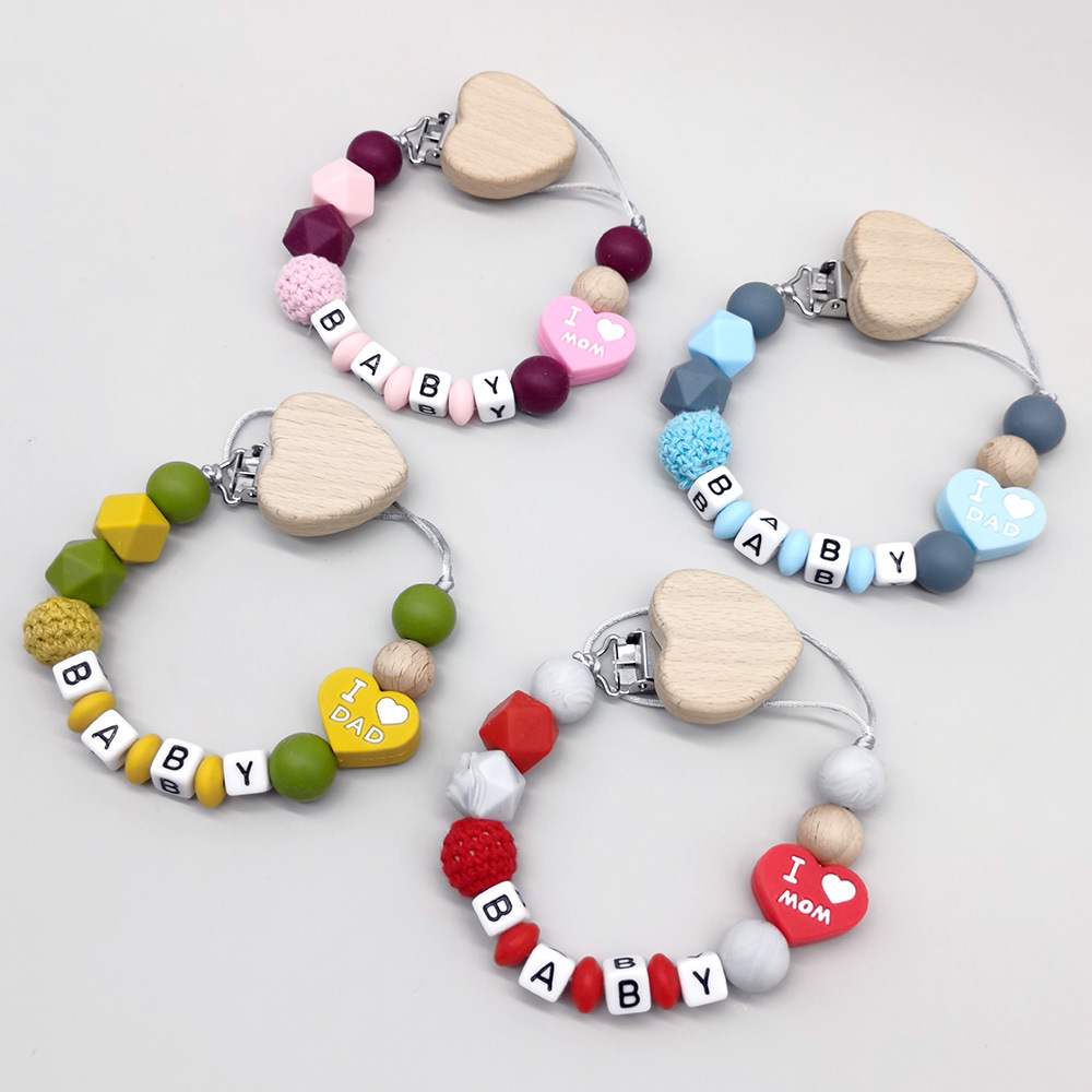 맞춤형 개인 이름 아기 치발기 고리 실리콘 하트 비즈  - Baby Teethers 리뷰 및 가격