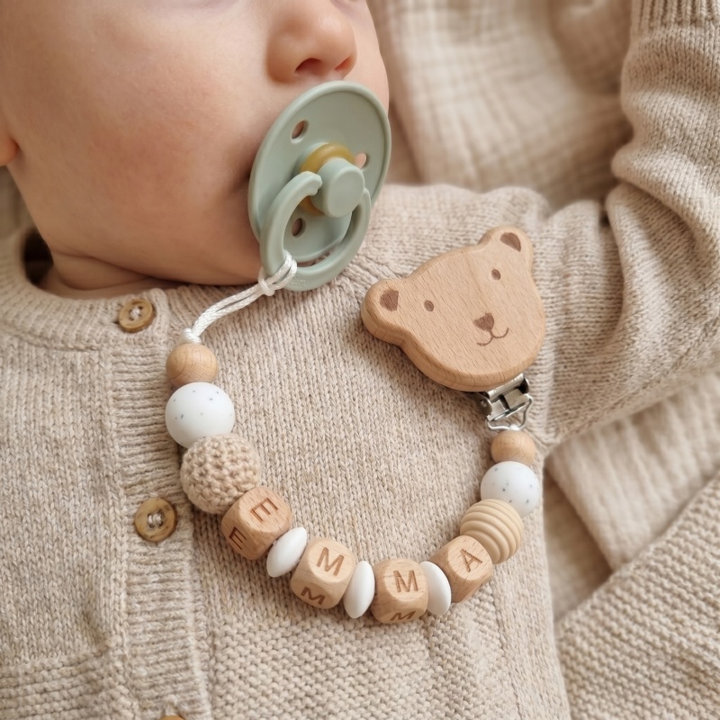 맞춤형 이름표 실리콘 나무 구슬 아기 치발기 체인 공갈 - Baby Teethers 리뷰 및 가격
